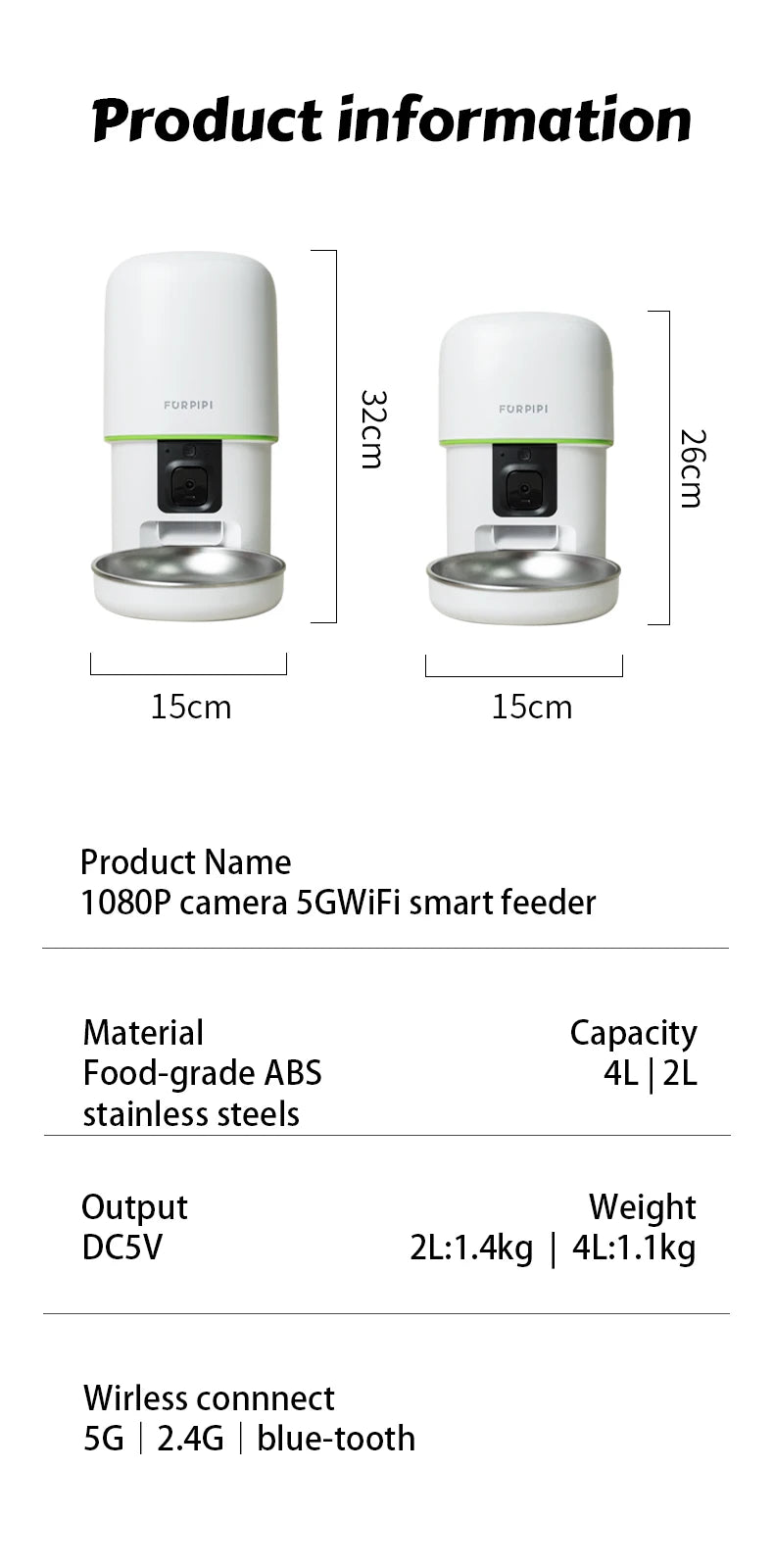 Automatic Cat Feeder With 5GWiFi Tuya