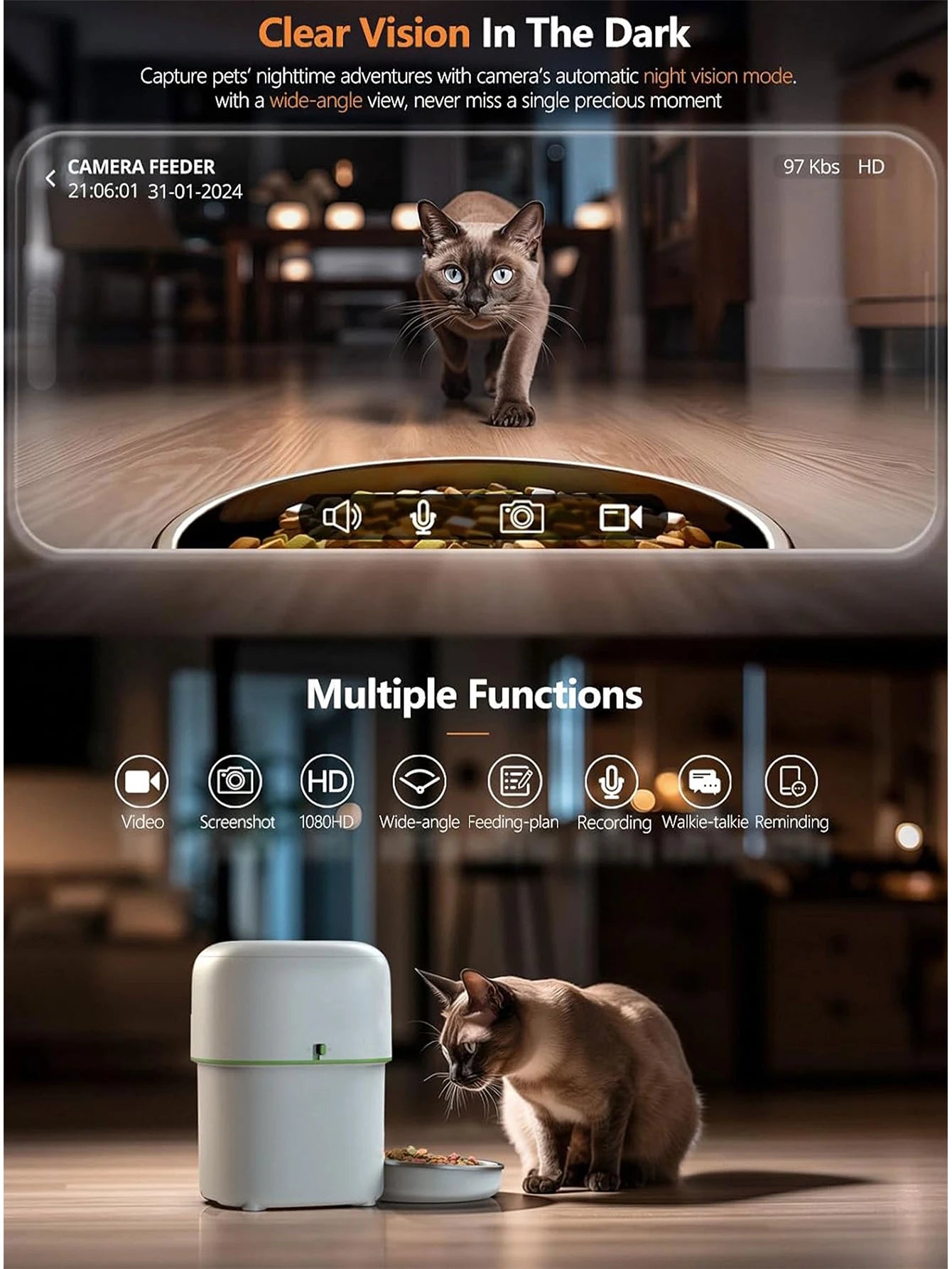 Automatic Cat Feeder With 5GWiFi Tuya